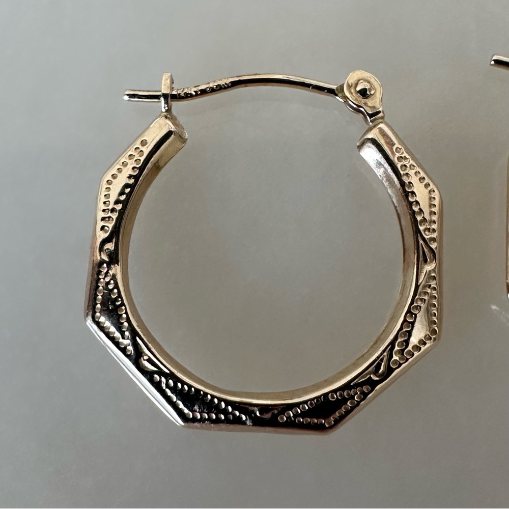 14k Solid Gold Hoop Earrings - Picture 12 of 16
